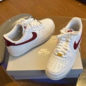 Nike Air Force 1 Sneakers - White and Red